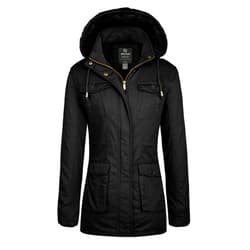 wantdo Women's Winter Parka Coat Sherpa Lined Warm Cotton Jacket with Removable Hood