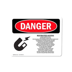 SignMission OSHA Danger Sign - Restricted Access Strong Magnetic Field | Rigid Plastic Sign | Protect Your Business, Construction Site, Shop Area | Made in The USA