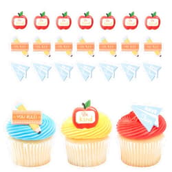 DecoPac School Rules Cupcake Toppers, 24 School Rules Icons Cupcake Rings For Back To School, Graduation, School Event & Parties - 24 Pack