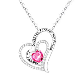 IEFUP Mothers Day Gifts for Mom, Heart Necklace Gifts for Her Sterling Silver Birthstone Pendant Necklace Birthstone Birthday Gifts Mothers Day Gifts for Girls Wife Girlfriend Daughter Jewelry Gifts