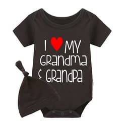 YSCULBUTOL Baby Twins Bodysuit I Love My Grandma and Grandpa Funny Baby Romper Baby Girl Clothes Set