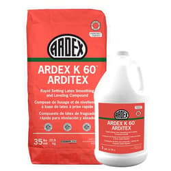 Ardex K 60 Arditex, Rapid Setting Latex Smoothing and Leveling Compound​​​​​​​​​​, Moisture-Resistant Flooring Underlayment with Excellent Adhesion, Powder 35 lbs and Liquid 1 Gal, White