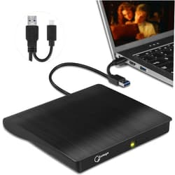 Gotega External DVD Drive USB 3.0 TYPE C USB C Portable CD/DVD +/-RW Disk Drive External DVD Player for Laptop CD/DVD ROM Burner Reader Compatible with Desktop PC Windows Linux OS Apple Mac
