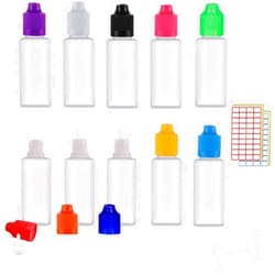 Bogandou 50 Pcs x 10ml Empty Squeezable Liquid Dropper Bottles, LDPE Plastic Dropper Bottle with Mixed Caps, Funnels and Blank Labels