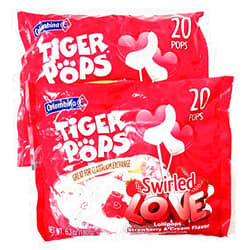 Colombina Swirled Love Heart Shaped Tiger Pops - 2 Bags