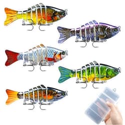 Cearweny 5pcs Bionic Swimming Bait, Bionic Fishing Lures That Swim by Itself, 3D Bionic Swimming Lure, Suitable for All Kinds of Waters