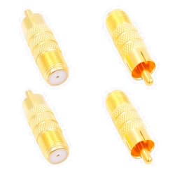 Fancasee 4-Pack Gold Plated 75 Ohm F Type Female to RCA Male Plug Jack Coax Coaxial Connector Adapter for Audio Video Systems