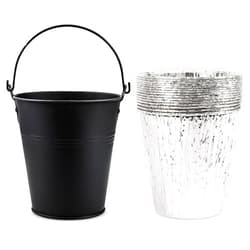 QuliMetal Drip Bucket and 15-Pack Disposable Foil Liners for Oklahoma Joe's, Traeger, Pit-Boss, Z Grill, Camp Chef, Grill Grease Liner Fits Most Offset Smoker, Rec Tec Pellet Grill Bucket, Black
