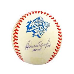 Topps Orlando Hernandez Signed/Inscribed 1999 World Series Baseball Yankees JSA 188478 - Autographed Baseballs