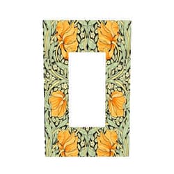 Rougui Decorative Outlet Covers Rustic William Morris Green Plant Leaf Yellow Flower 1 Gang Single Decora GFCI Device Light Switch Cover Plate 1 Rocker Wall Plate Jumbo Switch Plate Cover