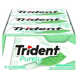 Trident Purely Spearmint Sugar Free Gum, 12 Packs of 14 Pieces (168 Total Pieces)