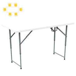 SKOK 330lbs Folding Picnic Table 4/6/8 Foot Adjustable Height, 4/6/8FT Plastic Picnic Table Portable with Handle, Utility Commercial Craft Sewing Card Table with Heavy Duty Frame for Party & Events