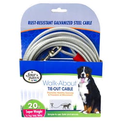Four Paws Dog Super Tie Out Cable, 20 Foot,Silver