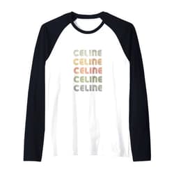Love Heart Celine Nametag Love Heart Celine Tee Grunge/Vintage Style Black Celine Raglan Baseball Tee