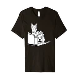 InGENIUS Reading Cat Gifts Cat Vs Bird Cat Lover Lierature Love Cats Books Premium T-Shirt
