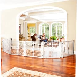 Toddleroo by North States - Superyard Duo Extra Wide Baby Gate & Play Yard: 6 Panel Baby Playpen - Included Wall Mount Kit - Made in USA - 38.5 to 201 Inches Wide - 26 Inches Tall - Light Gray