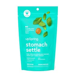UpSpring Stomach Settle Drops for Occasional Nausea Relief/Upset Stomach with Ginger, Lemon, Spearmint, and B6. Mint Flavor Drops, 28 Ct(Packaging May Vary)