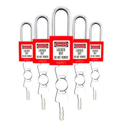 SATTRON Lockout Tagout Lock Red 5pcs Set, Loto Product Padlocks Keyed Different, OSHA Compliant, Loto Locks Safety Locks with Keys for Lock Out Tag Out Stations and Devices