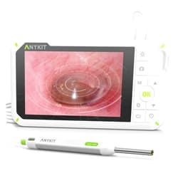 Anykit Digital Otoscope with Gyroscope, 4-inch IPS Screen, HD Ear Camera, 3.9mm Waterproof Ear Scope with 6 Lights, Earwax Removal Tool, 32GB Card, Supports Photo and Video Recording