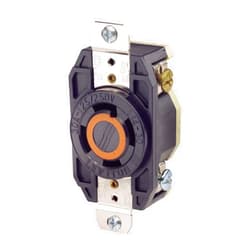 Leviton 2710 30 Amp, 125/250 Volt, Flush Mounting Locking Receptacle, Industrial Grade, Grounding, V-0-MAX, Black