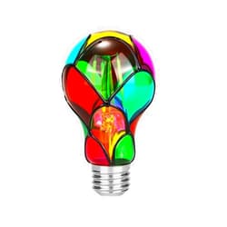 Jedluxrra A19/A60 Stained Glass LED Light Bulb 4 Watts Equivalent to 35 Watt E26 Base Hand-Painted Colored Colorful Multicolor Lightbulb for Christmas Xmas Home Party Decoration,Dimmable-1Pack