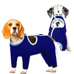 IDOMIK Dog Recovery Suit After Surgery,Long Sleeve Dog Surgical Onesie for Surgery,Soft Breathable Pet Pajamas Anti Shedding,Adjustable Bodysuit Prevent Licking Wound,Cone Collar Alternative,Blue,M