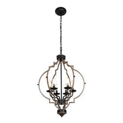 Generic Rustic Farmhouse Chandelier Light Fixture, 6 Lights, for Kitchen, Dining Room, Living Room