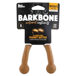 Pet Qwerks Wishbone BarkBone - Nylon Chew Toy for Aggressive Chewers - Peanut Butter Flavor - 5.38