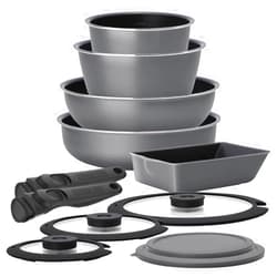 Iris Ohyama DCGS12S Frying Pan Pot Set Deep Type With Graduation No Measuring Cups For Gas Fires Gas Fires Gas Fires 12 Pieces 12 Piece Set Diamond Coat Pandy Plus Gas 12 Piece Set Royal Gray