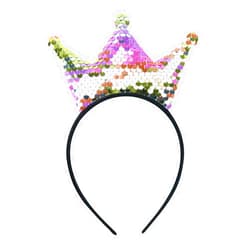 Totelux Crown Headband for Girls Sequins Hair Bands Glitter Crown Hair Hoop Fashion Women Hair Accessories Party Favors Decoration Supplies Gift (Beige Pink)
