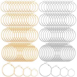 Yolev 96Pcs Silver Gold Earring Hoops for Jewelry Making Round Earring Hoops Open Beading Hoop DIY Crafts Earring Hoops for Women(20mm 25mm 30mm 40mm)