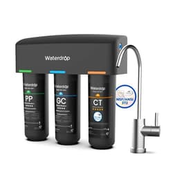 Waterdrop TSB 8 Layer High Capacity Under Sink Water Filter, Reduces PFAS, PFOA/PFOS, Fluoride, Chlorine, Bad Taste & Odor, with Dedicated Faucet, NSF/ANSI 42 Certified Element, USA Tech