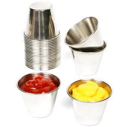 Nechtik Small Sauce Cups, Stainless Steel Ramekin Dipping Sauce Cup, Commercial Grade Individual Round Condiment cups (24 of 2.5 oz.)