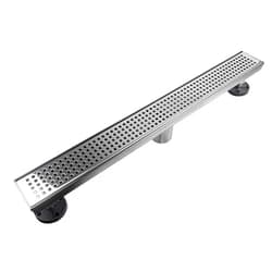 Neodrain Chrome 24-Inch Linear Shower Drain with Removable Quadrato Pattern Grate, Polished 304 Stainless Steel Rectangular Shower Floor Drain,with Leveling Feet, Hair Strainer