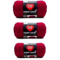 Red Heart Super Saver Burgundy Yarn - 3 Pack of 198g/7oz - Acrylic - 4 Medium (Worsted) - 364 Yards - Knitting/Crochet