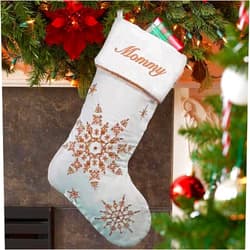 DIBSIES Personalized Sparkling Snowflakes Christmas Stocking (Gold)