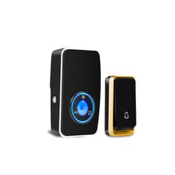 AURTEC 【No Battery Required】Wireless Doorbell Waterproof, AURTEC Door Chime Kit with 1 Plug-in LED Flash Receivers & 1 Press Self-powered Transmitter, 51 Chimes and 4 Volume Levels, Black