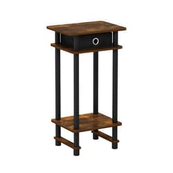Furinno Turn-N-Tube Tall End Side Night Stand/Bedside Table with Bin Drawer, 1-Pack, Amber Pine/Black/Black