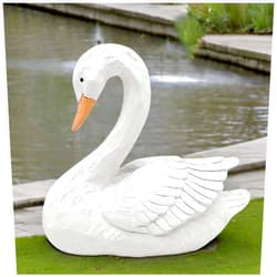 DurableDelights White Swan Figurine - Home Decor Exquisite Sculpture Resin，Artistic White Goose Statue Craft for Elegant Outdoor Garden and Yard Decoration, 7.48 Inches