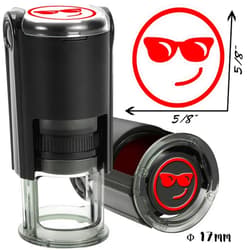 Idealiveny Self Inking Emoji-Stamps for Teachers Round Stamps for Classroom Grading Smirking with Sunglasses Emoji Stampers for Teacher Supplies Smiley Teacher Stamps (Smirking with Sunglasses-Red)
