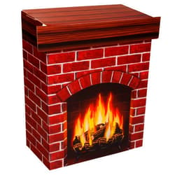 Beistle 3-D Fireplace Standup Prop, Crackling Fire Photo Accessories & Christmas Decorations, Fire Place Decor for Holiday Party, 32”H x 27”W x 12.4”D