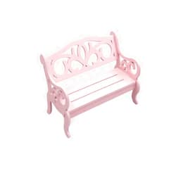 GREATLOVE 1Pcs Girl Mini Pattern Pink and Light Blue Wooden Bench Toy Doll Accessories Decor (Pink)