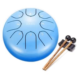 LEKATO Steel Tongue Drum, LEKATO 6 Inch 8 Notes Tongue Drum Percussion Instruments - C Key Rain Drum with Music Book, Drum Mallets(Sky Blue)