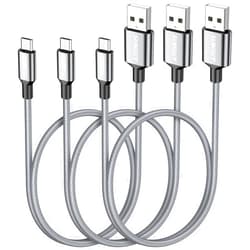 SUNGUY Short Micro USB Cable [3-Pack,1.5ft], Nylon Braided USB to Micro USB 2.0 Fast Charging & Data Sync Cord for Samsung Galaxy S6 S7, Tab 4, LG, Power Bank, Android Phone