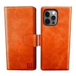 ANERNAI for iPhone 14 Pro Max Wallet Case, PU Soft Leather Flip Folio Shockproof Case with RFID Blocking Card Holders (Light Brown)