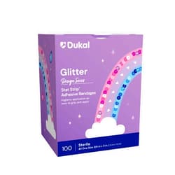 Dukal Design Series Glitter Adhesive Bandages with Stat Strip Technology, 3/4