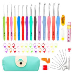MECHEER Crochet Hooks 14 Sizes Crochet Hook Set, 53 Pack Yarn Crochet Kit for Beginners, Knitting Needles with Ergonomic Handles for Arthritic Hands, Crochet Needle Kit with Blue Case for Crocheters