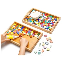 Lanyani DIY Mosaic Tiles Kit for Crafts for Adults Beginners,Make Your Own Artistic Glass Mosaic Serving Tray, DIY Handmade Decorative Colorful Ceramic Tiles Project