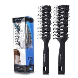 Bubbacare Professional Men's Hair Brushes - Vented Hair Brush Set Great Styling & Blow Drying for Slicked-back for Men & Women (2pcs)