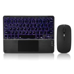 Guiheng Ultra-Slim Bluetooth Keyboard with Built-in Touchpad and Mouse Portable Mini Wireless Keyboard Rechargeable 7-Color Backlit for Apple iPad iPhone Samsung Tablet iPhone Smartphone iOS Android Windows